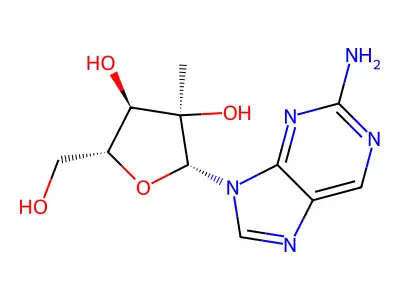 (2R,3R,4R,5R)-2-(2-amino-9H-purin-9-yl)-5-(hydroxymethyl)-3-methyltetrahydrofuran-3,4-diol structure