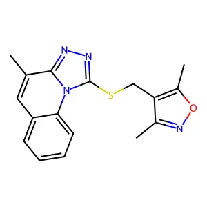 1-{[(3,5-dimethyl-4-isoxazolyl)methyl]thio}-4-methyl[1,2,4]triazolo[4,3-a]quinoline structure