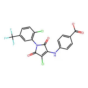 4-({4-Chloro-1-[2-chloro-5-(trifluoromethyl)phenyl]-2,5-dioxo-2,5-dihydro-1H-pyrrol-3-yl}amino)benzoate structure