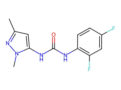 N-(2,4-difluorophenyl)-N'-(1,3-dimethyl-1H-pyrazol-5-yl)urea structure