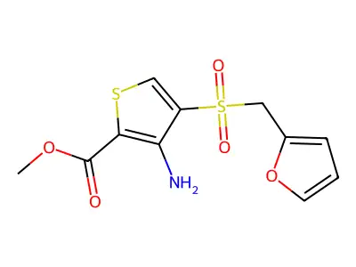 Methyl 3-amino-4-[(2-furylmethyl)sulfonyl]thiophene-2-carboxylate structure