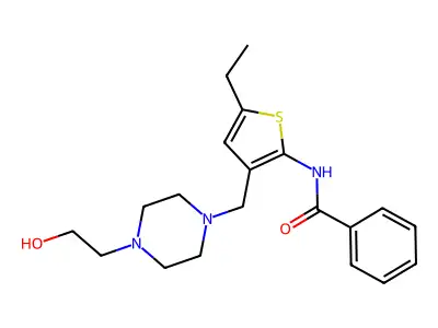 N-(5-ethyl-3-{[4-(2-hydroxyethyl)piperazin-1-yl]methyl}thiophen-2-yl)benzamide structure