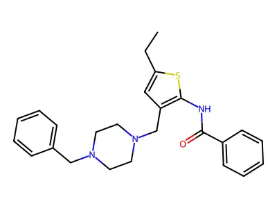 N-{3-[(4-benzylpiperazin-1-yl)methyl]-5-ethylthiophen-2-yl}benzamide structure