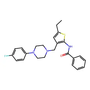 N-(5-ethyl-3-{[4-(4-fluorophenyl)piperazin-1-yl]methyl}thiophen-2-yl)benzamide structure