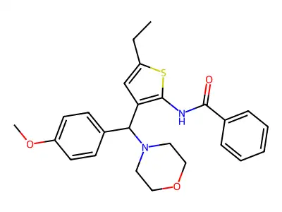 N-{5-ethyl-3-[(4-methoxyphenyl)(4-morpholinyl)methyl]-2-thienyl}benzamide structure