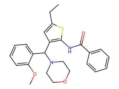 N-{5-ethyl-3-[(2-methoxyphenyl)(4-morpholinyl)methyl]-2-thienyl}benzamide structure