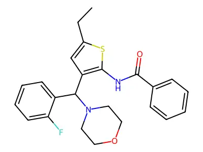 N-{5-ethyl-3-[(2-fluorophenyl)(4-morpholinyl)methyl]-2-thienyl}benzamide structure