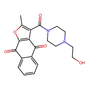 3-(4-(2-hydroxyethyl)piperazine-1-carbonyl)-2-methylnaphtho[2,3-b]furan-4,9-dione structure