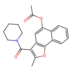 2-Methyl-3-(piperidine-1-carbonyl)naphtho[1,2-b]furan-5-yl acetate structure