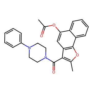 2-Methyl-3-[(4-phenylpiperazin-1-yl)carbonyl]naphtho[1,2-b]furan-5-yl acetate structure