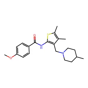 N-{4,5-dimethyl-3-[(4-methylpiperidin-1-yl)methyl]thiophen-2-yl}-4-methoxybenzamide structure