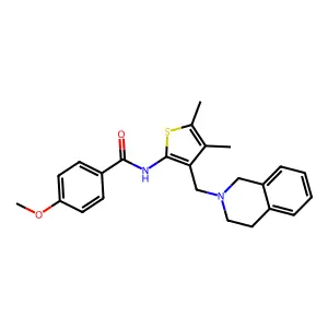 N-[3-(3,4-dihydroisoquinolin-2(1H)-ylmethyl)-4,5-dimethylthiophen-2-yl]-4-methoxybenzamide structure