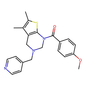 [5,6-dimethyl-3-(pyridin-4-ylmethyl)-3,4-dihydrothieno[2,3-d]pyrimidin-1(2H)-yl](4-methoxyphenyl)methanone structure