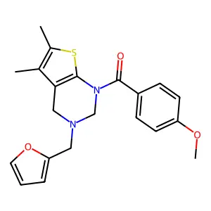 [3-(furan-2-ylmethyl)-5,6-dimethyl-3,4-dihydrothieno[2,3-d]pyrimidin-1(2H)-yl](4-methoxyphenyl)methanone structure