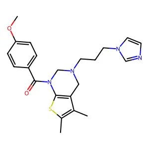 [3-(3-imidazol-1-ylpropyl)-5,6-dimethyl-2,4-dihydrothieno[2,3-d]pyrimidin-1-yl]-(4-methoxyphenyl)methanone structure