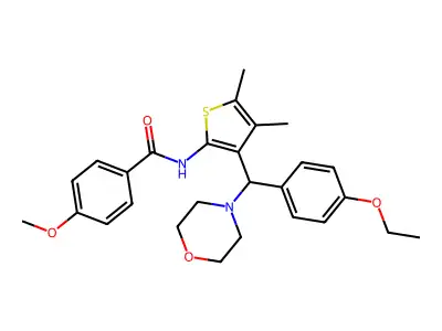 N-{3-[(4-ethoxyphenyl)(morpholin-4-yl)methyl]-4,5-dimethylthiophen-2-yl}-4-methoxybenzamide structure