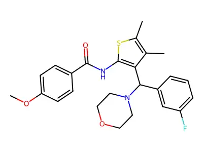 N-{3-[(3-fluorophenyl)(morpholin-4-yl)methyl]-4,5-dimethylthiophen-2-yl}-4-methoxybenzamide structure