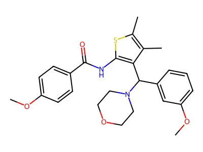 4-methoxy-N-{3-[(3-methoxyphenyl)(morpholin-4-yl)methyl]-4,5-dimethylthiophen-2-yl}benzamide structure