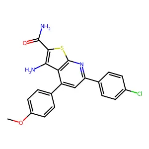 3-amino-6-(4-chlorophenyl)-4-(4-methoxyphenyl)thieno[2,3-b]pyridine-2-carboxamide structure