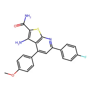 3-amino-6-(4-fluorophenyl)-4-(4-methoxyphenyl)thieno[2,3-b]pyridine-2-carboxamide structure