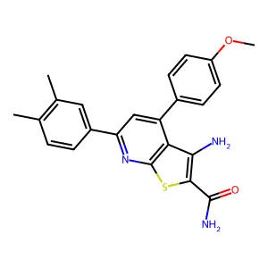 3-amino-6-(3,4-dimethylphenyl)-4-(4-methoxyphenyl)thieno[2,3-b]pyridine-2-carboxamide structure