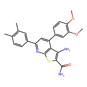 3-amino-4-(3,4-dimethoxyphenyl)-6-(3,4-dimethylphenyl)thieno[2,3-b]pyridine-2-carboxamide structure