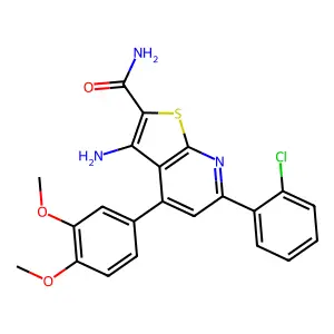3-amino-6-(2-chlorophenyl)-4-(3,4-dimethoxyphenyl)thieno[2,3-b]pyridine-2-carboxamide structure