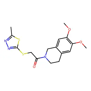 1-(6,7-dimethoxy-3,4-dihydro-1H-isoquinolin-2-yl)-2-[(5-methyl-1,3,4-thiadiazol-2-yl)sulfanyl]ethanone structure