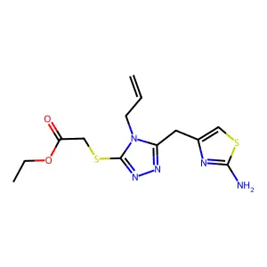 ethyl ({4-allyl-5-[(2-amino-1,3-thiazol-4-yl)methyl]-4H-1,2,4-triazol-3-yl}thio)acetate structure