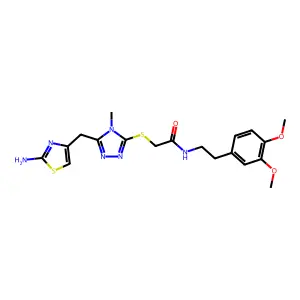 2-({5-[(2-amino-1,3-thiazol-4-yl)methyl]-4-methyl-4H-1,2,4-triazol-3-yl}sulfanyl)-N-[2-(3,4-dimethoxyphenyl)ethyl]acetamide structure