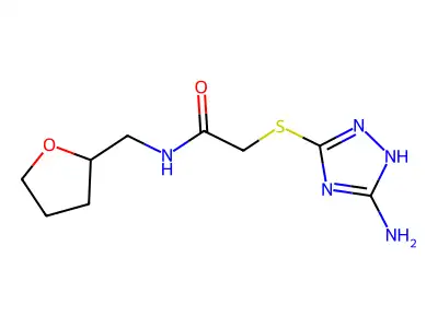 2-[(5-amino-1H-1,2,4-triazol-3-yl)sulfanyl]-N-(oxolan-2-ylmethyl)acetamide structure