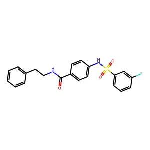 4-{[(3-fluorophenyl)sulfonyl]amino}-N-(2-phenylethyl)benzamide structure