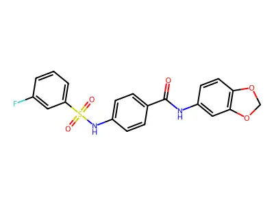 N-(1,3-benzodioxol-5-yl)-4-[(3-fluorophenyl)sulfonylamino]benzamide structure