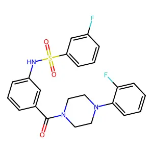 3-fluoro-N-(3-(4-(2-fluorophenyl)piperazine-1-carbonyl)phenyl)benzenesulfonamide structure
