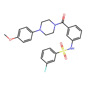 3-fluoro-N-(3-(4-(4-methoxyphenyl)piperazine-1-carbonyl)phenyl)benzenesulfonamide structure