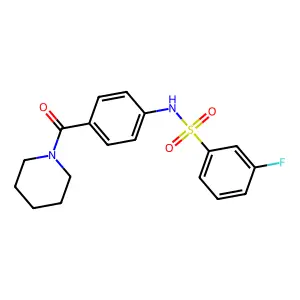 3-fluoro-N-[4-(piperidine-1-carbonyl)phenyl]benzene-1-sulfonamide structure