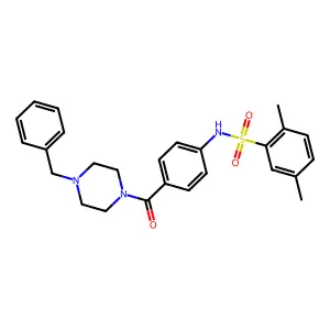 N-(4-(4-benzylpiperazine-1-carbonyl)phenyl)-2,5-dimethylbenzenesulfonamide structure