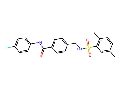 4-[[(2,5-dimethylphenyl)sulfonylamino]methyl]-N-(4-fluorophenyl)benzamide structure