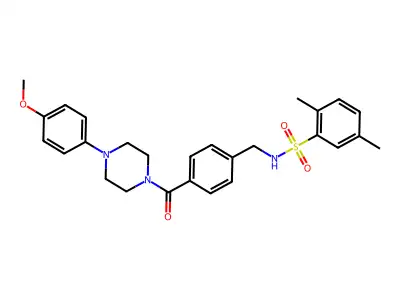 N-({4-[4-(4-methoxyphenyl)piperazine-1-carbonyl]phenyl}methyl)-2,5-dimethylbenzene-1-sulfonamide structure
