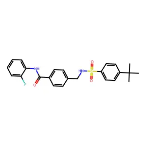 4-[[(4-tert-butylphenyl)sulfonylamino]methyl]-N-(2-fluorophenyl)benzamide structure