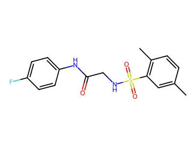 2-(2,5-dimethylbenzenesulfonamido)-N-(4-fluorophenyl)acetamide structure