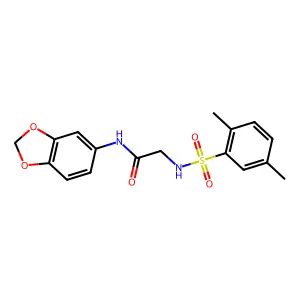 N-(1,3-benzodioxol-5-yl)-2-[(2,5-dimethylphenyl)sulfonylamino]acetamide structure