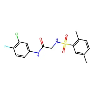 N-(3-chloro-4-fluorophenyl)-2-[(2,5-dimethylphenyl)sulfonylamino]acetamide structure
