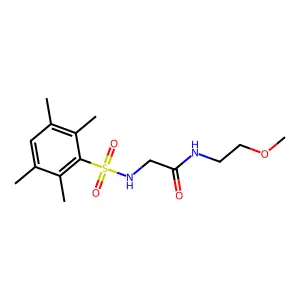 N-(2-methoxyethyl)-2-(2,3,5,6-tetramethylbenzenesulfonamido)acetamide structure