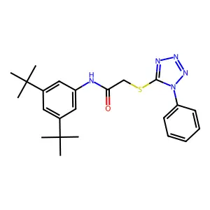 N-(3,5-ditert-butylphenyl)-2-(1-phenyltetrazol-5-yl)sulfanylacetamide structure