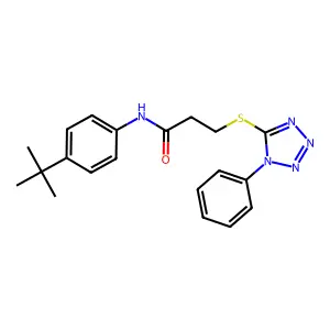 N-(4-tert-butylphenyl)-3-(1-phenyltetrazol-5-yl)sulfanylpropanamide structure