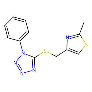 2-methyl-4-(((1-phenyl-1H-tetrazol-5-yl)thio)methyl)thiazole structure