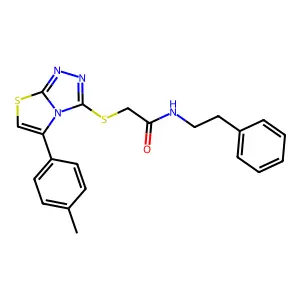N-phenethyl-2-((5-(p-tolyl)thiazolo[2,3-c][1,2,4]triazol-3-yl)thio)acetamide structure