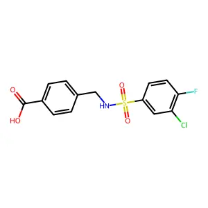 4-({[(3-Chloro-4-fluorophenyl)sulfonyl]amino}methyl)benzoic acid structure