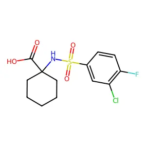 1-{[(3-Chloro-4-fluorophenyl)sulfonyl]amino}cyclohexanecarboxylic acid structure